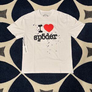 I Heart Sp5der White Short Sleeve Tee Size Large